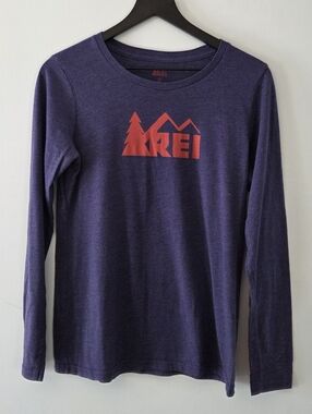 REI Basic Long Sleeve Tee in Purple with Logo